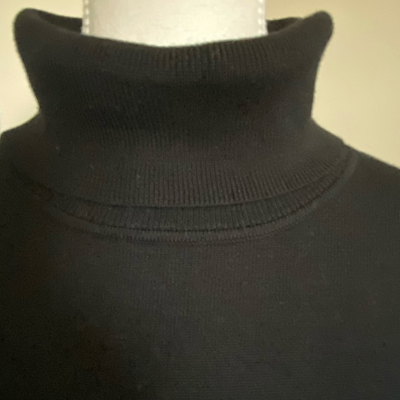Vince Camuto Black Sheer Sleeve Stretch Turtleneck Knit Holiday Dress- Sz-L - Picture 3 of 16